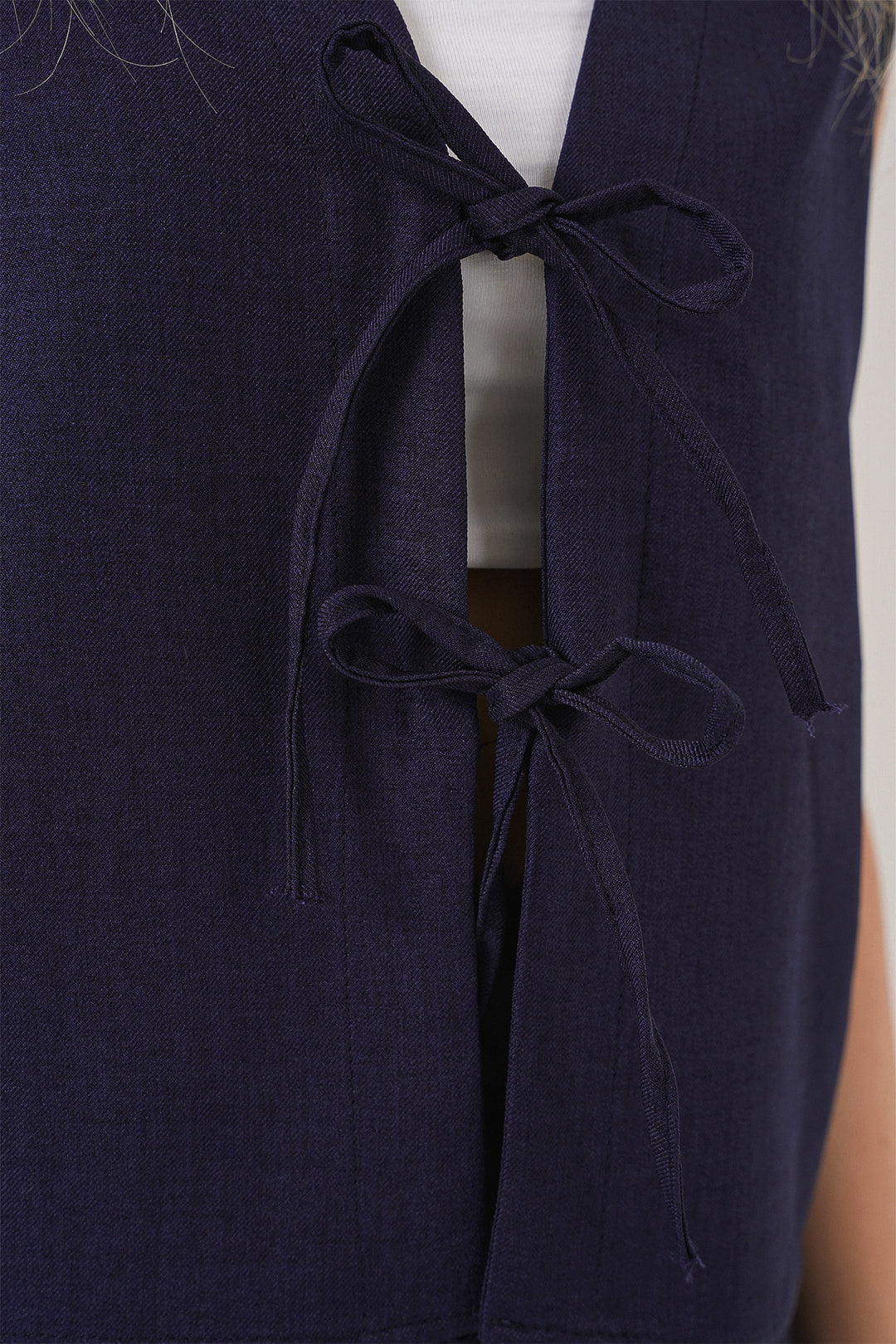 Bigdart Femme Ensemble à Deux Pièces en Lin Sans Manches 6746 - Bleu marine