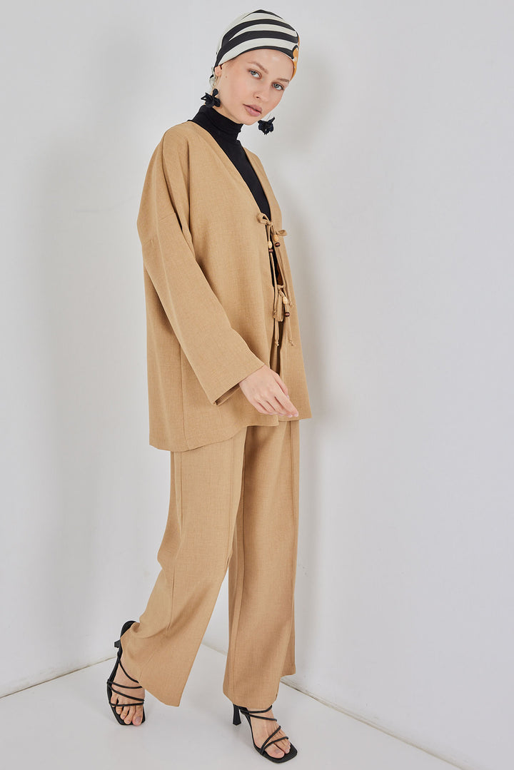 Bigdart Ensemble Kimono en Lin Femme 6727 - Biscuit
