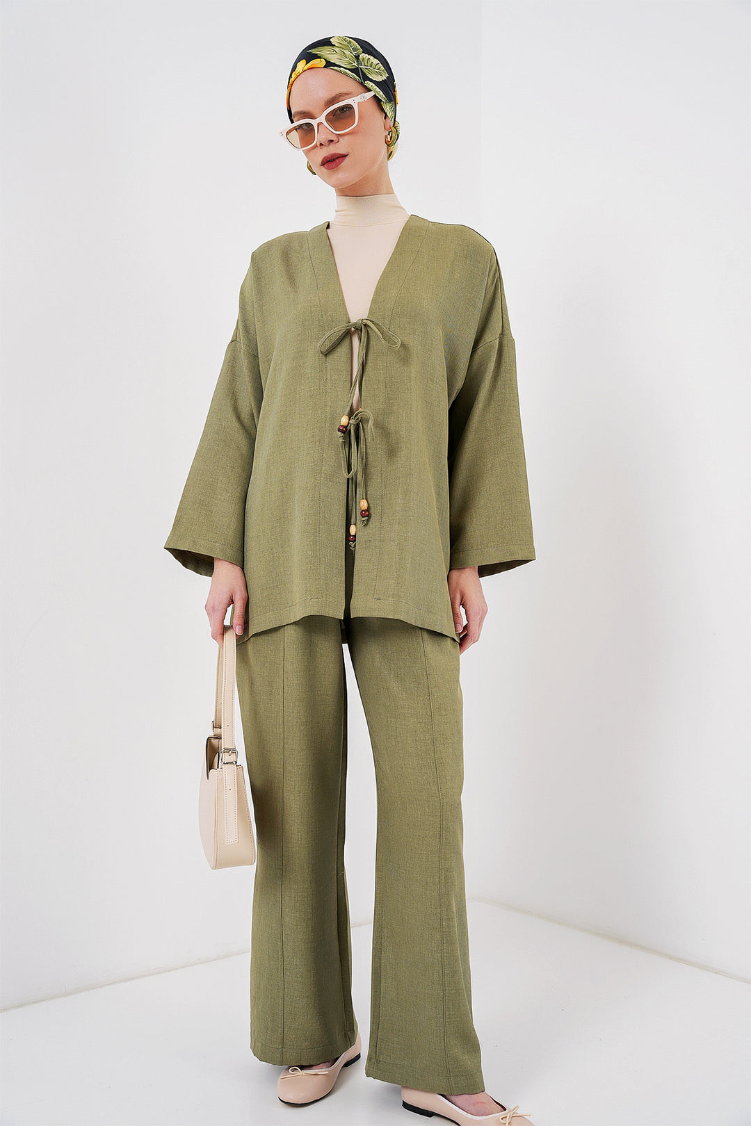 Bigdart Ensemble de kimono en lin pour femmes 6727 - Vert d'eau