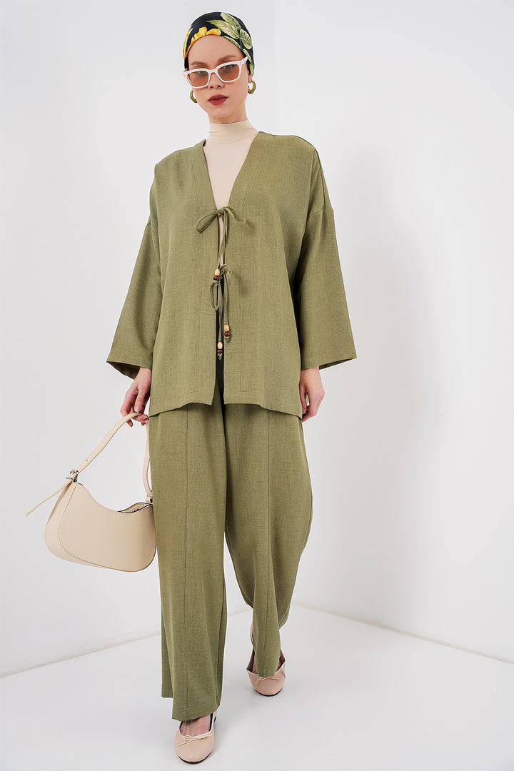 Bigdart Ensemble de kimono en lin pour femmes 6727 - Vert d'eau