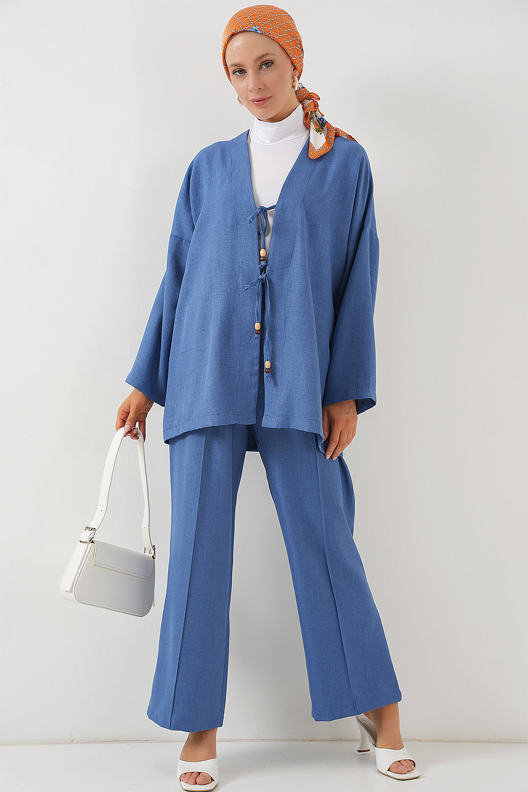 Bigdart Ensemble kimono en lin pour femme 6727 - Indigo