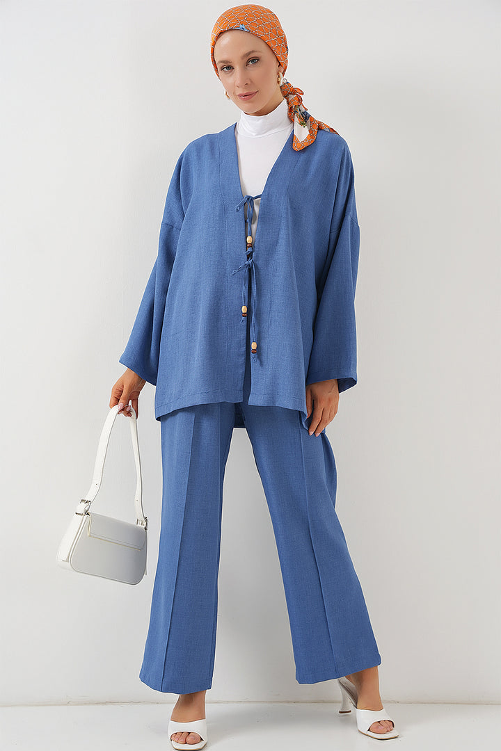 Bigdart Ensemble kimono en lin pour femme 6727 - Indigo