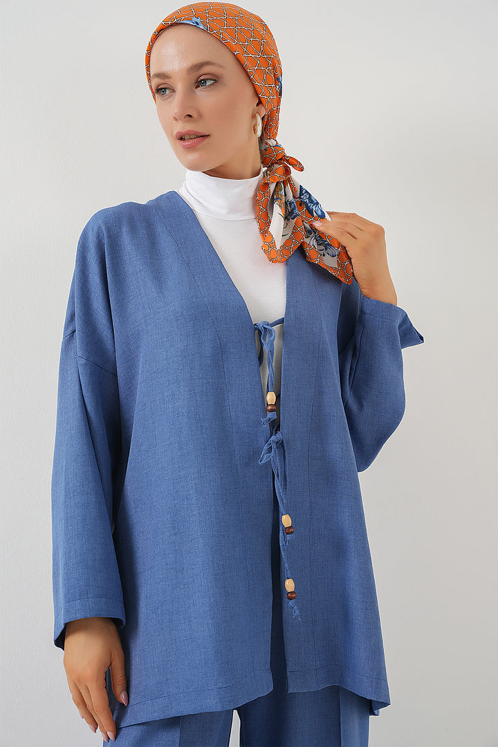 Bigdart Ensemble kimono en lin pour femme 6727 - Indigo