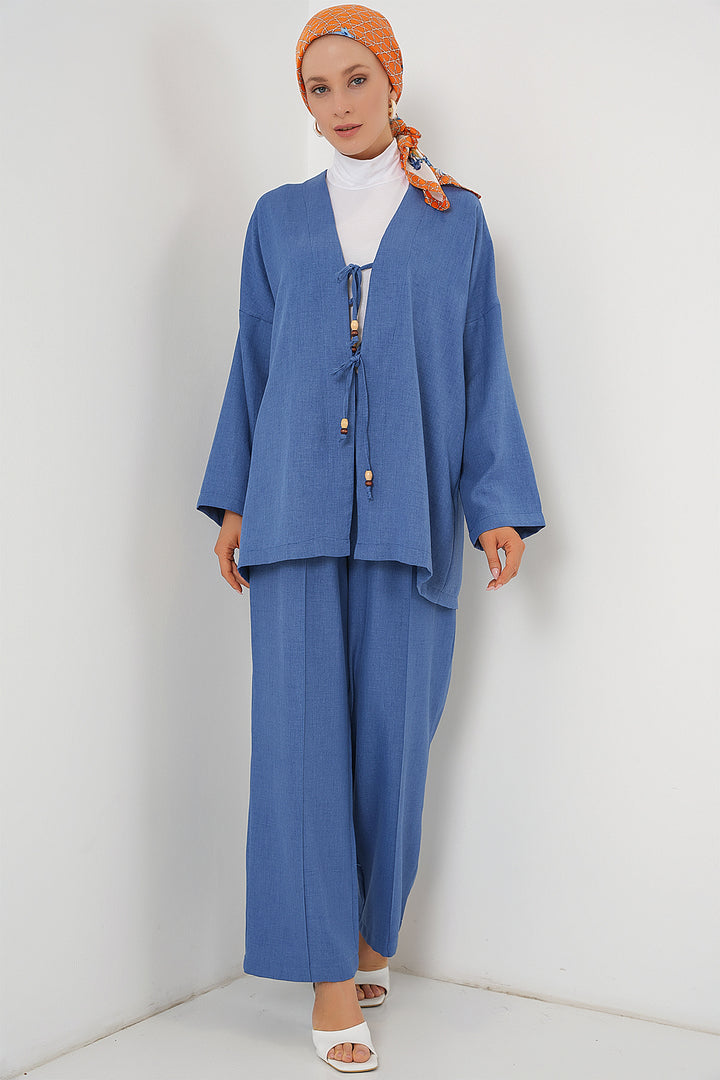 Bigdart Ensemble kimono en lin pour femme 6727 - Indigo