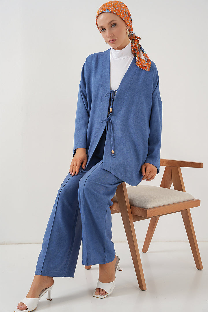 Bigdart Ensemble kimono en lin pour femme 6727 - Indigo