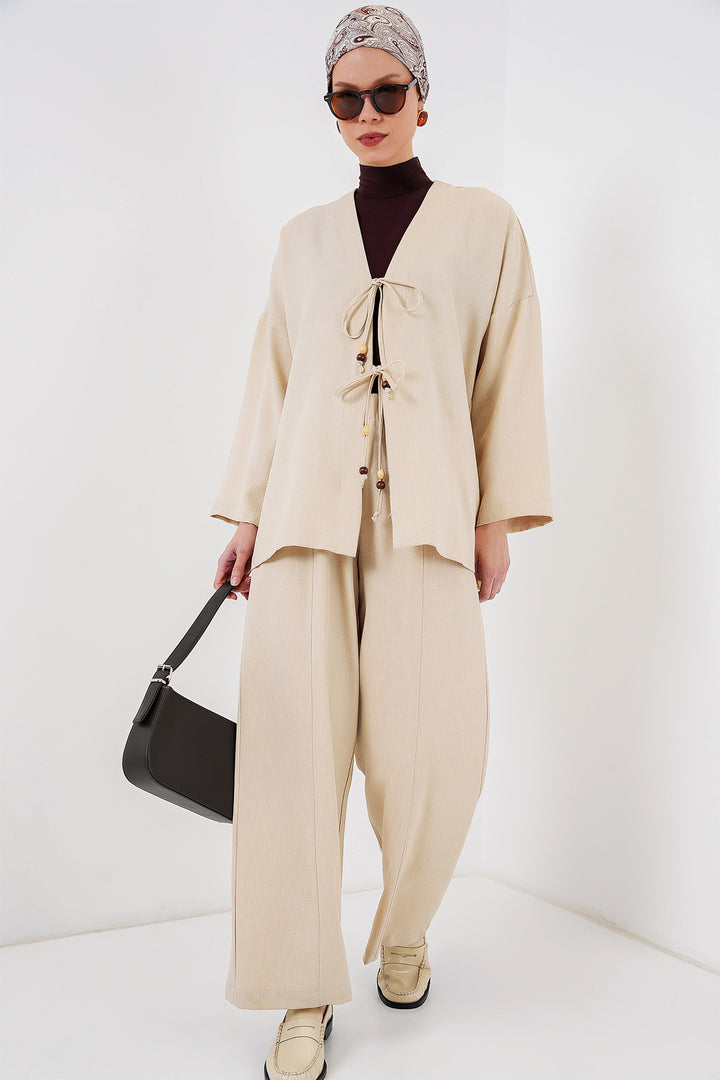 Bigdart Ensemble kimono en lin pour femme 6727 - Crème