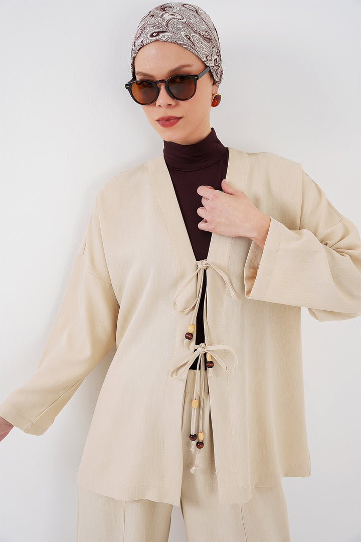 Bigdart Ensemble kimono en lin pour femme 6727 - Crème