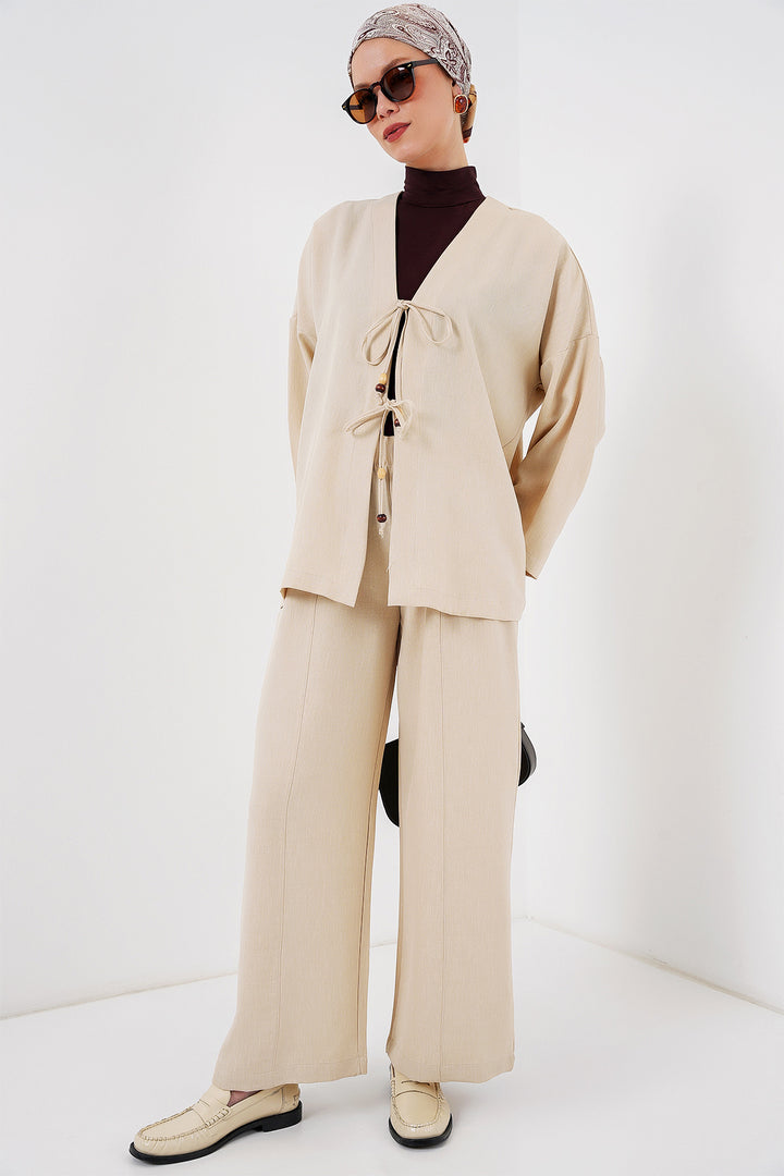 Bigdart Ensemble kimono en lin pour femme 6727 - Crème