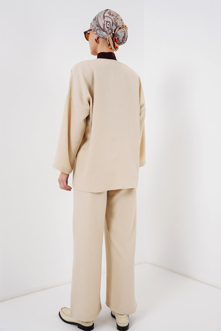 Bigdart Ensemble kimono en lin pour femme 6727 - Crème
