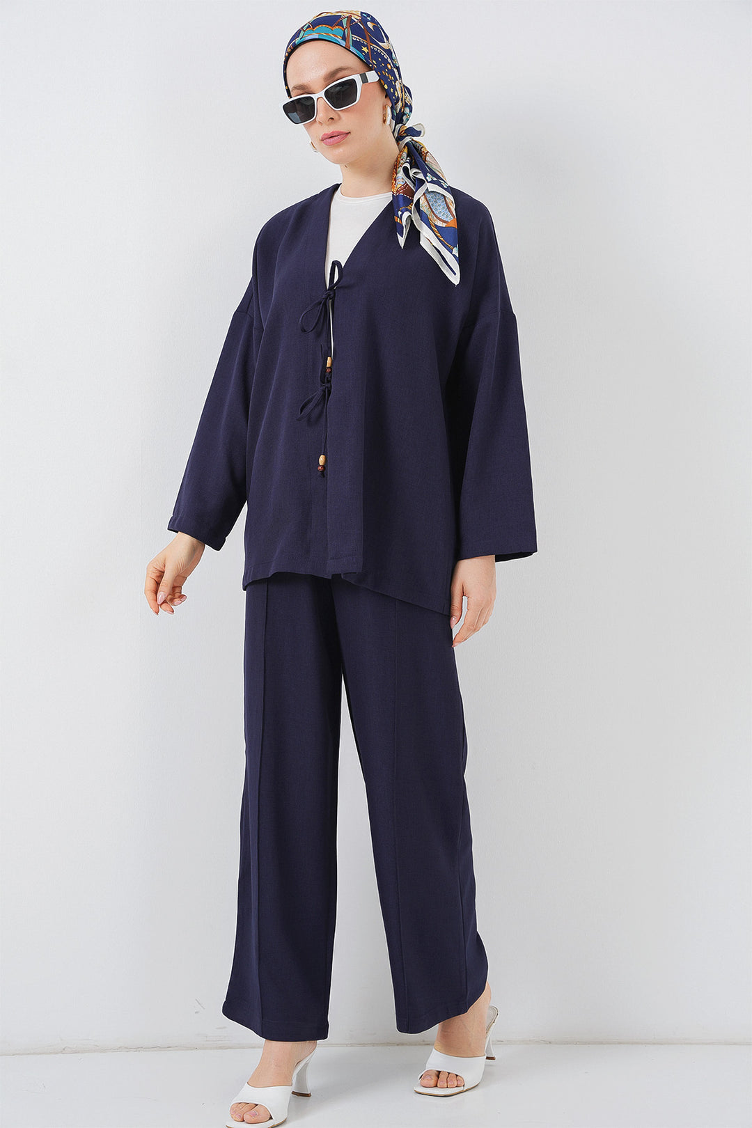Bigdart Ensemble Kimono en Lin pour Femme 6727 - Bleu marine