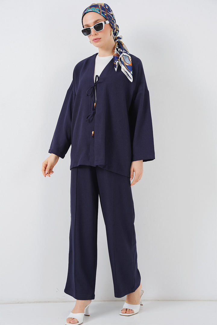 Bigdart Ensemble Kimono en Lin pour Femme 6727 - Bleu marine