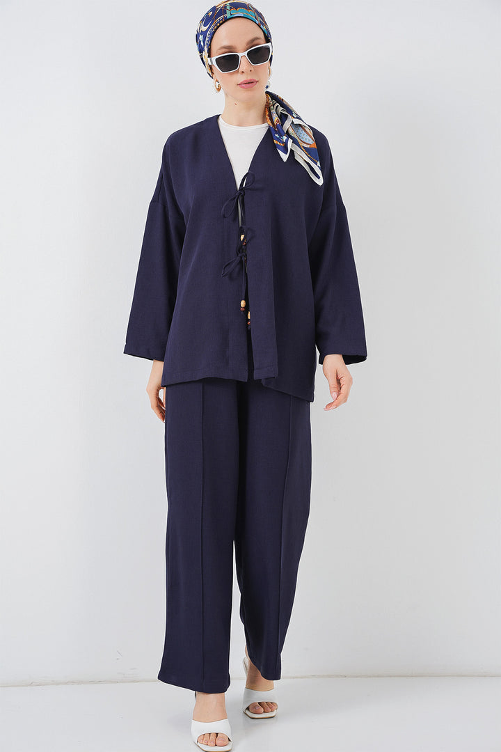 Bigdart Ensemble Kimono en Lin pour Femme 6727 - Bleu marine