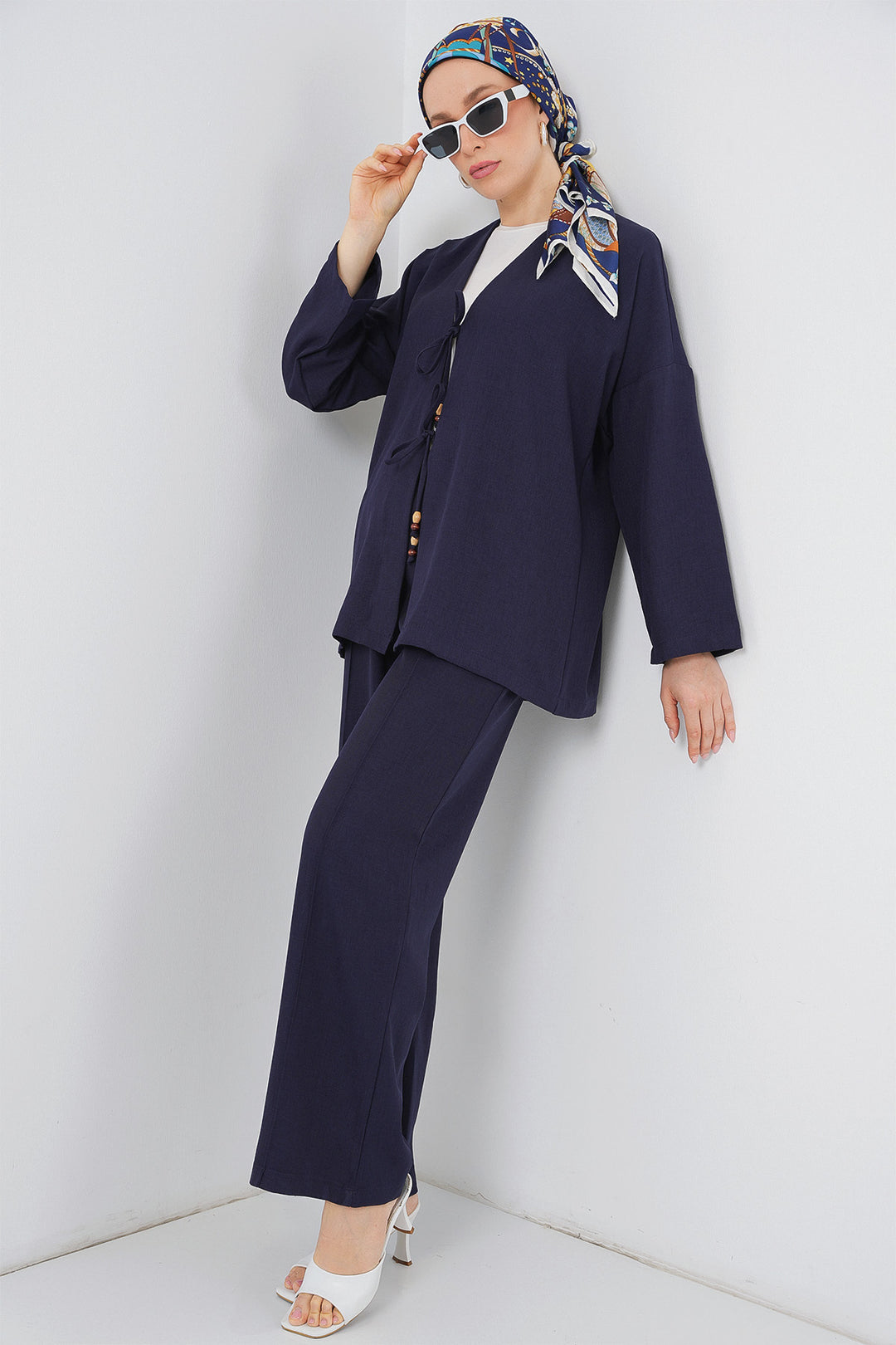Bigdart Ensemble Kimono en Lin pour Femme 6727 - Bleu marine
