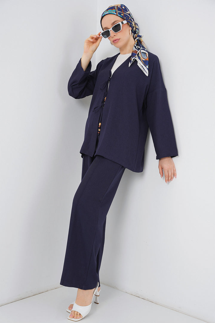 Bigdart Ensemble Kimono en Lin pour Femme 6727 - Bleu marine