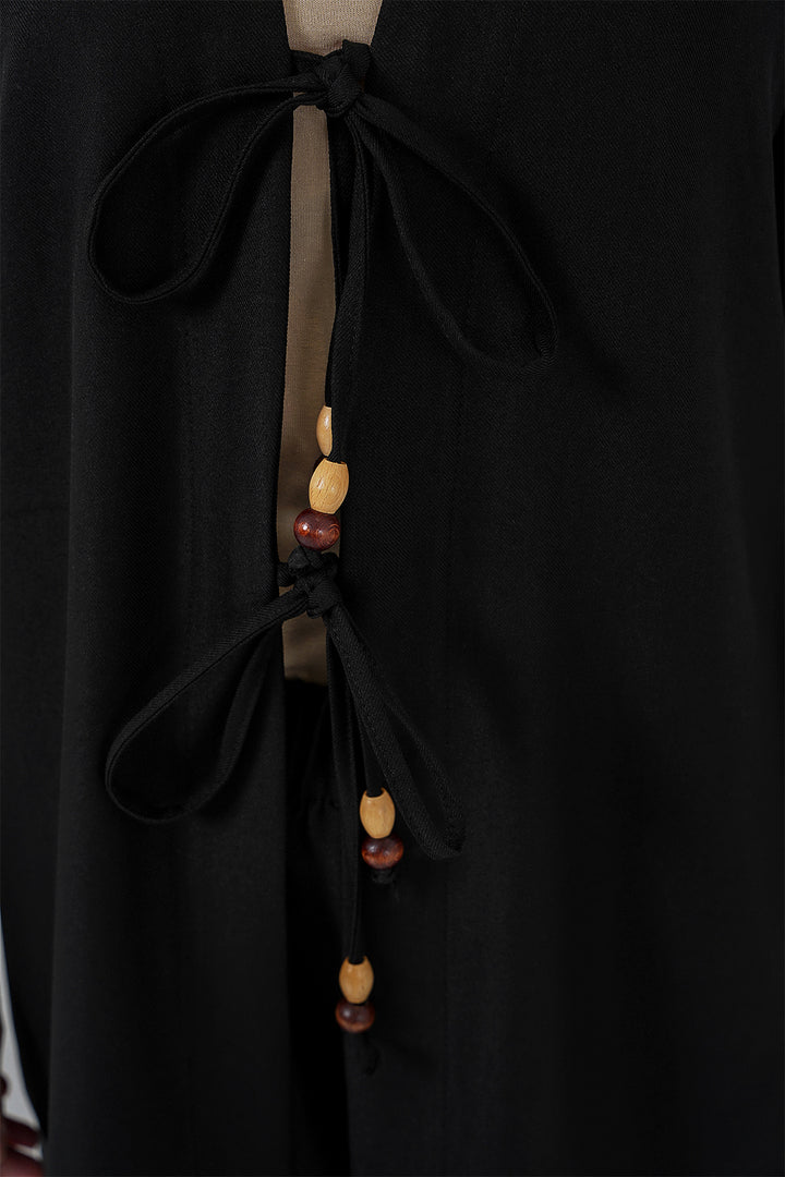 Bigdart Ensemble de kimono en lin pour femmes 6727 - Noir