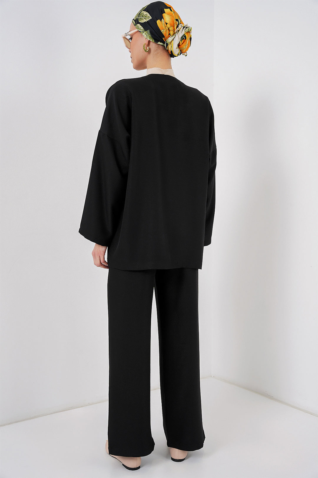Bigdart Ensemble de kimono en lin pour femmes 6727 - Noir