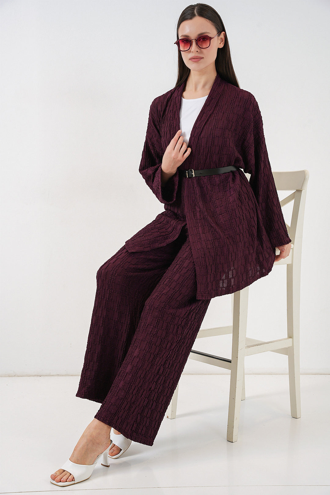 Bigdart Ensemble de pantalon kimono pour femmes 30078 - Bordeaux