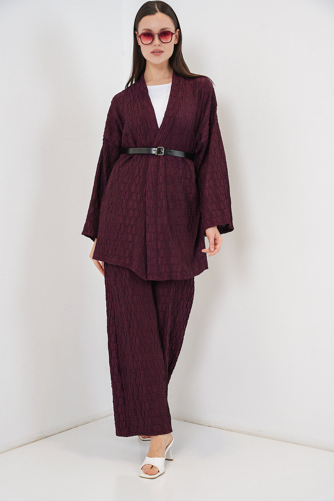 Bigdart Ensemble de pantalon kimono pour femmes 30078 - Bordeaux