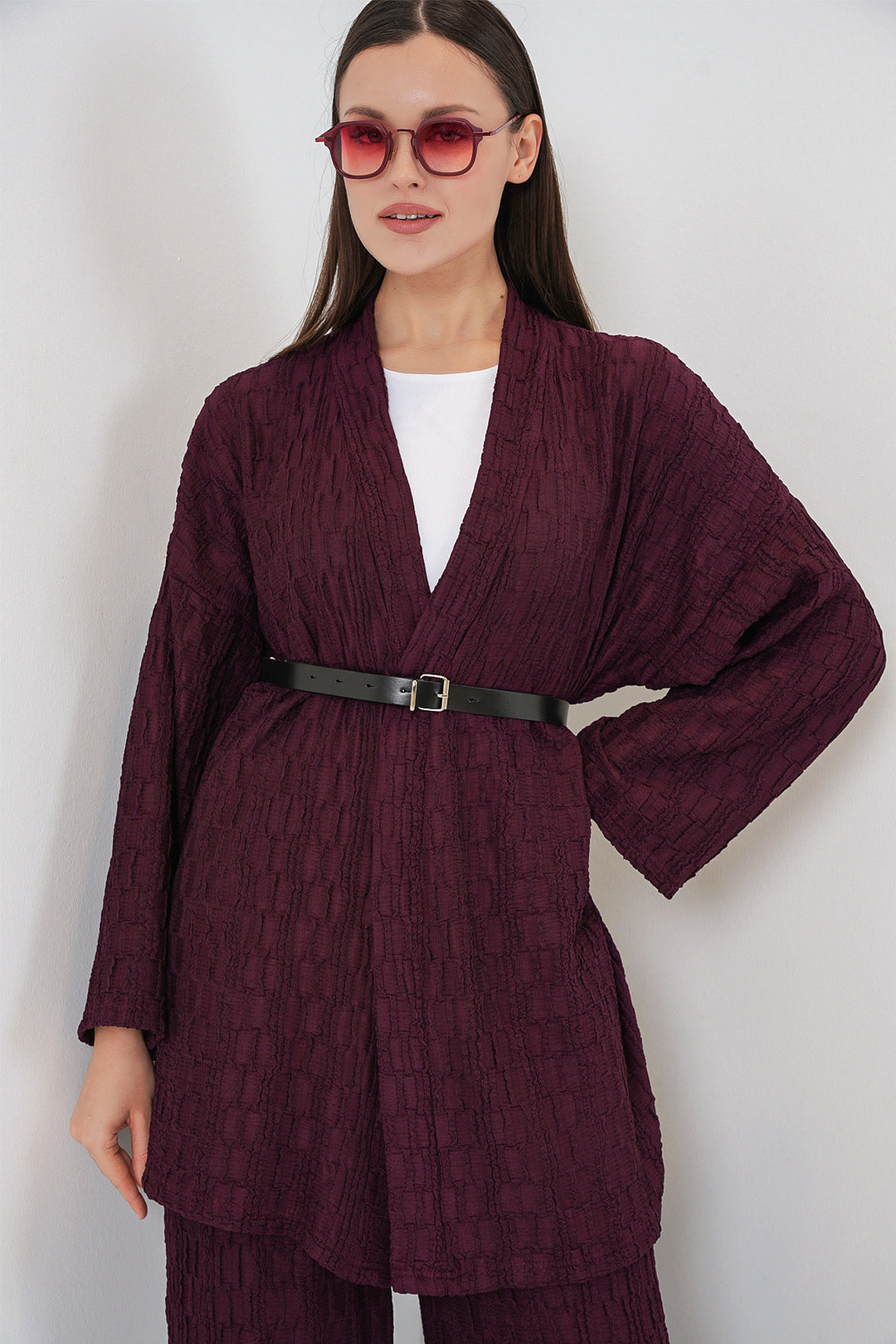 Bigdart Ensemble de pantalon kimono pour femmes 30078 - Bordeaux