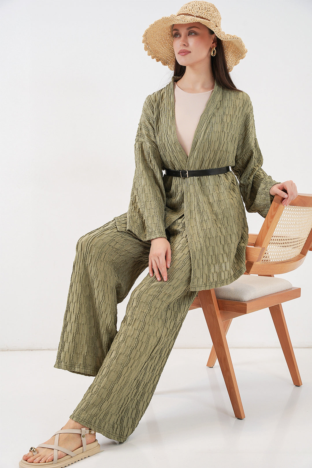 Bigdart Ensemble de pantalon kimono pour femmes 30078 - Vert d'eau