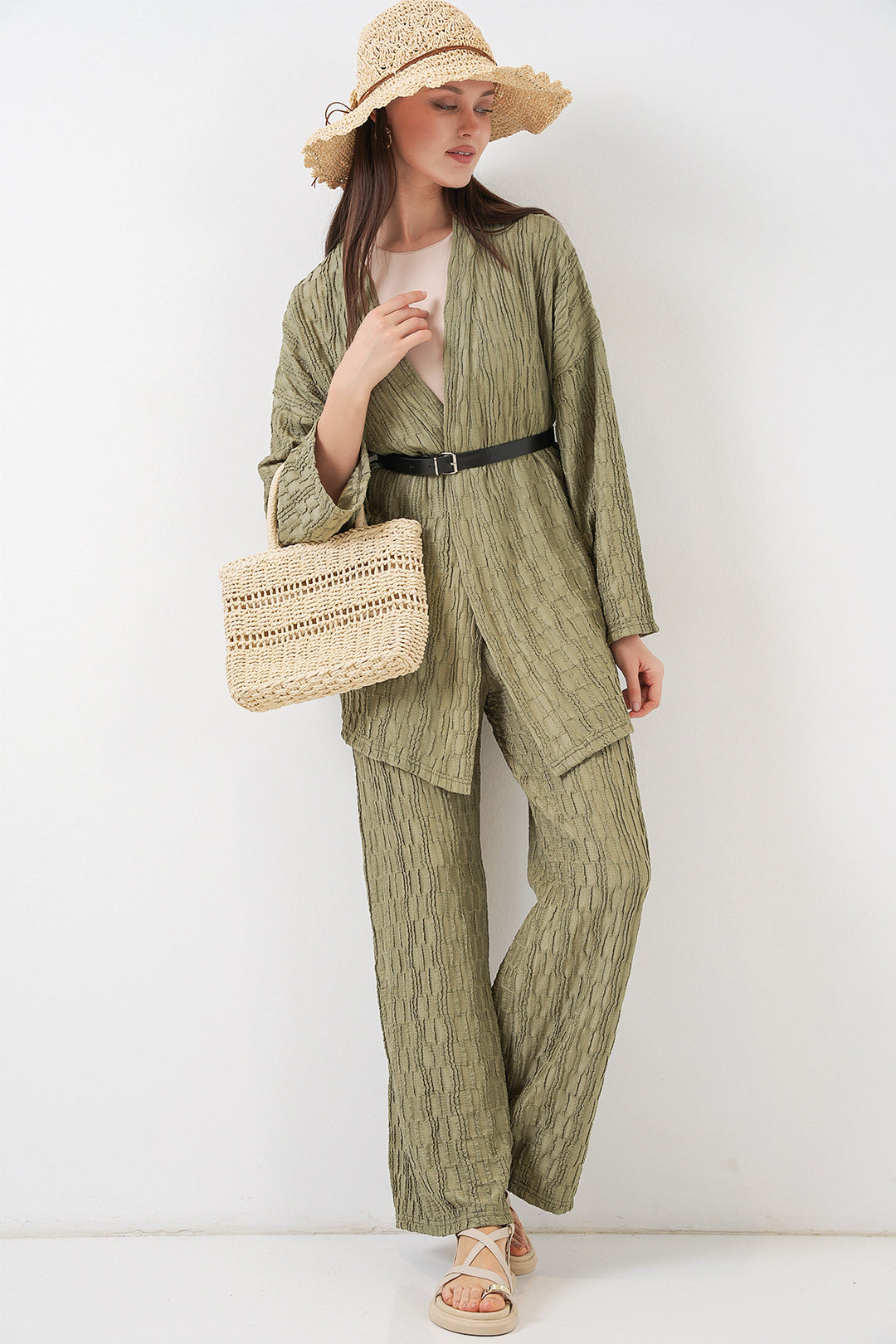 Bigdart Ensemble de pantalon kimono pour femmes 30078 - Vert d'eau