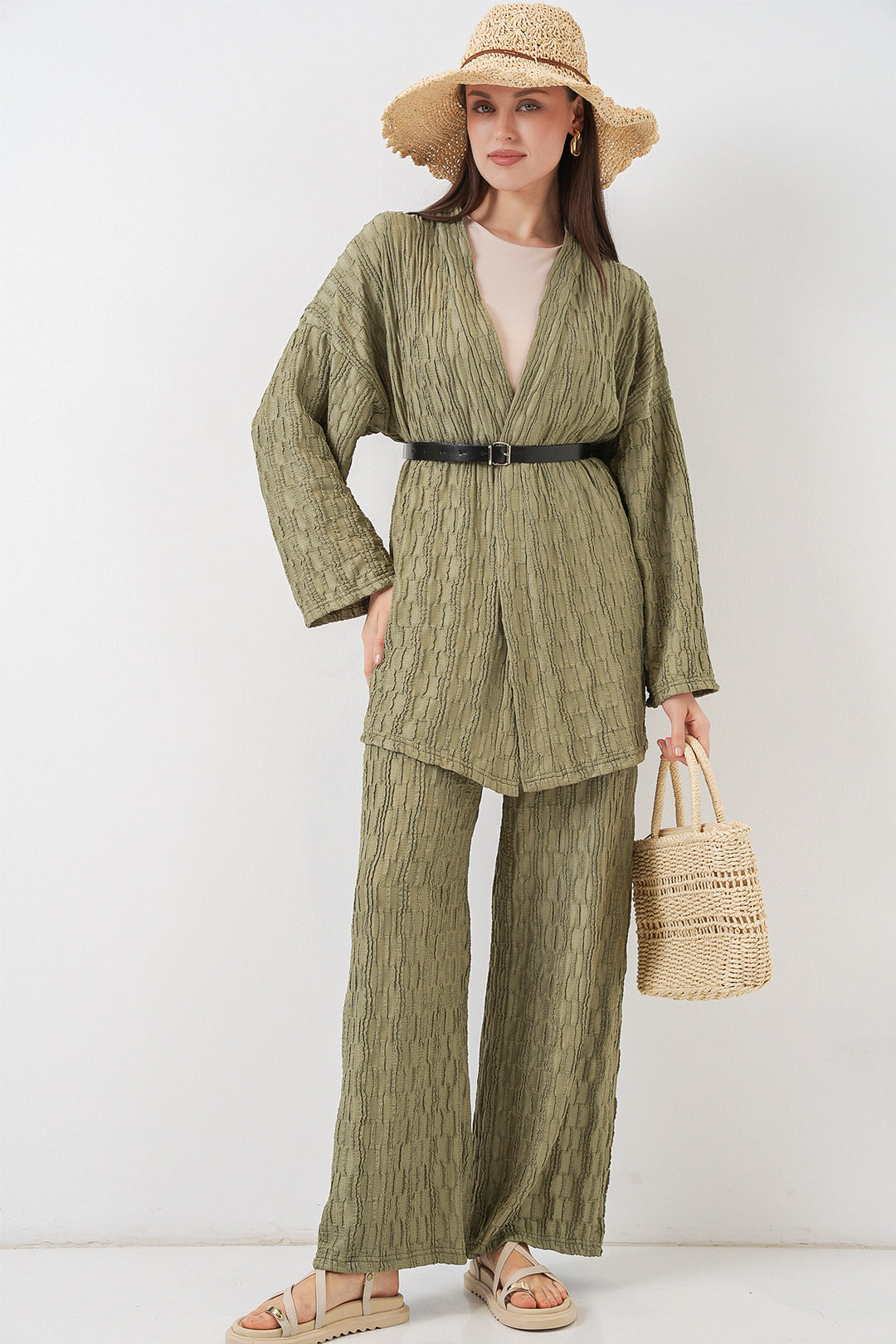 Bigdart Ensemble de pantalon kimono pour femmes 30078 - Vert d'eau