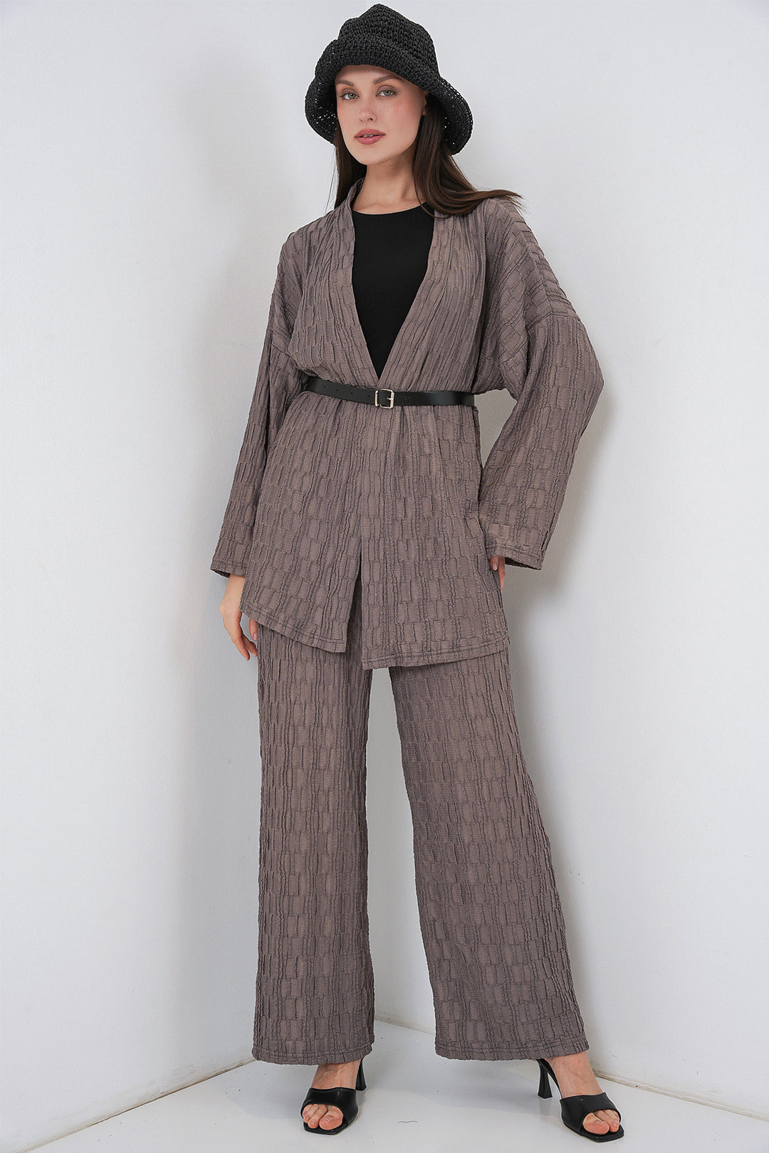 Bigdart Ensemble de pantalon kimono pour femmes 30078 - Anthracite
