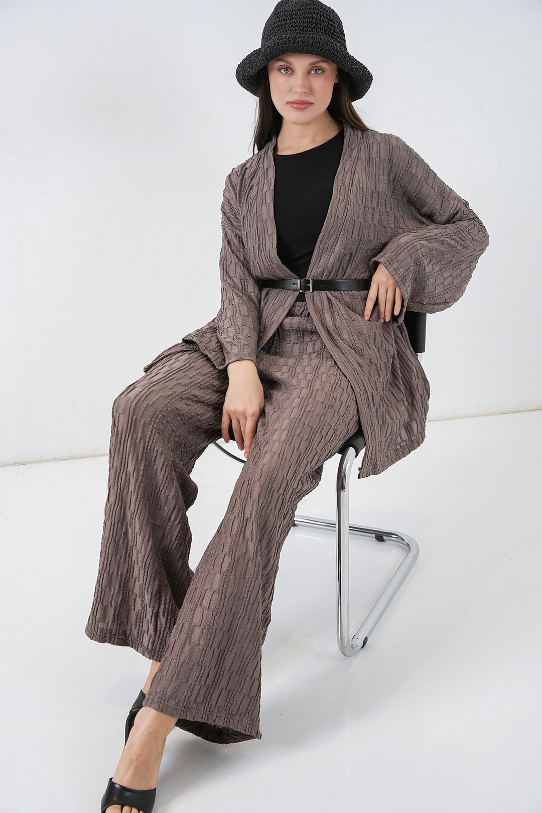 Bigdart Ensemble de pantalon kimono pour femmes 30078 - Anthracite