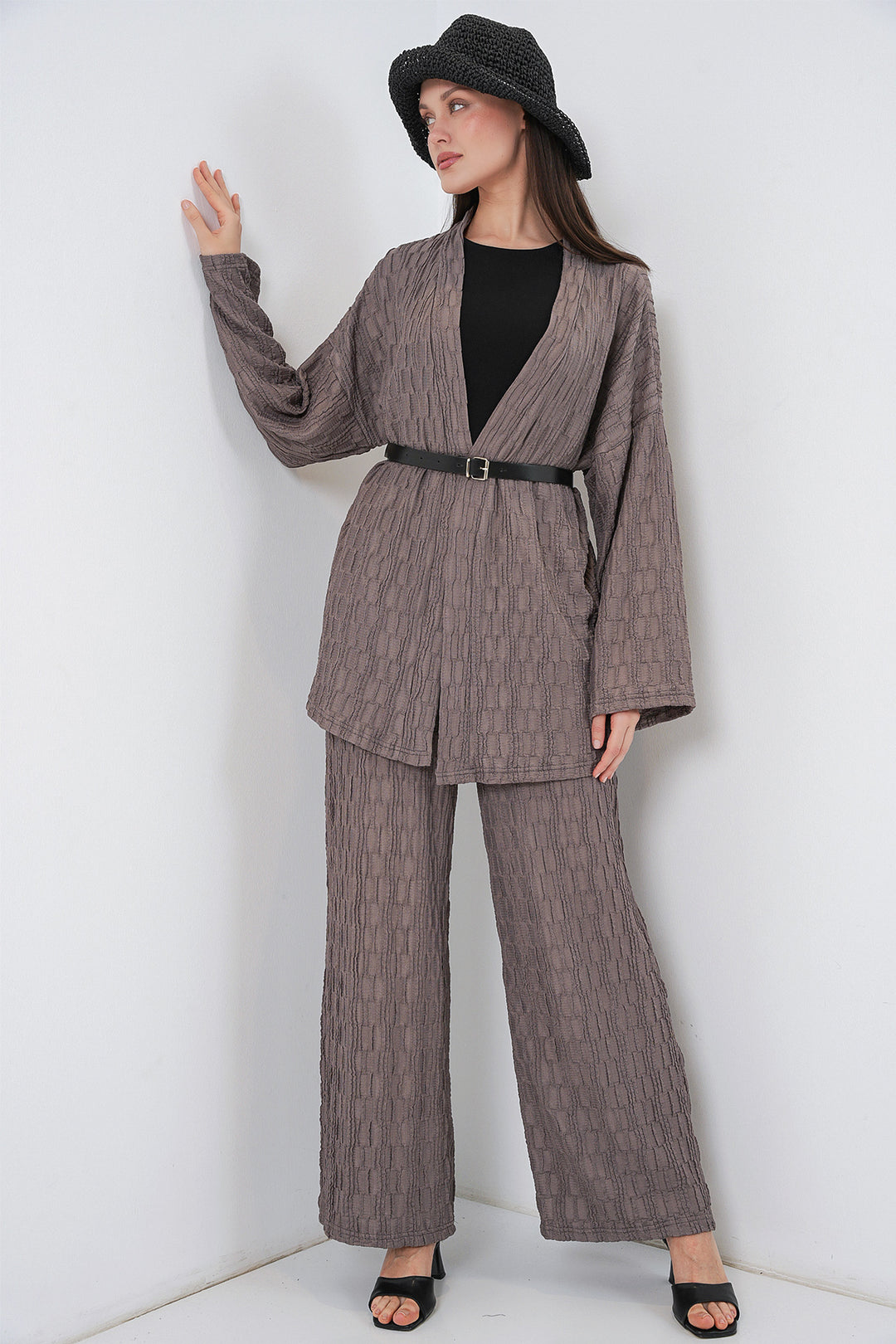 Bigdart Ensemble de pantalon kimono pour femmes 30078 - Anthracite