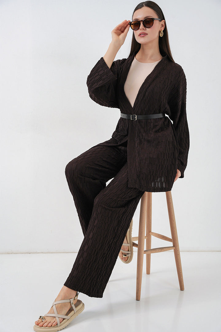 Bigdart Ensemble de pantalon kimono pour femmes 30078 - Marron