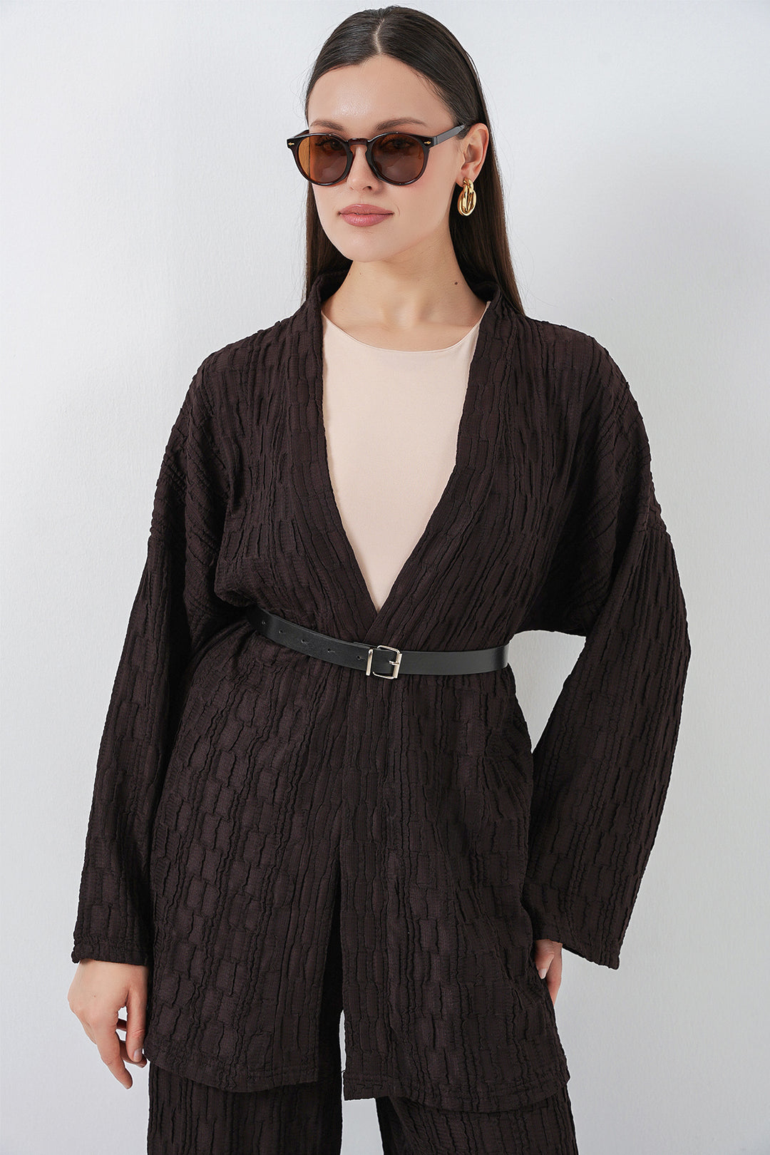 Bigdart Ensemble de pantalon kimono pour femmes 30078 - Marron