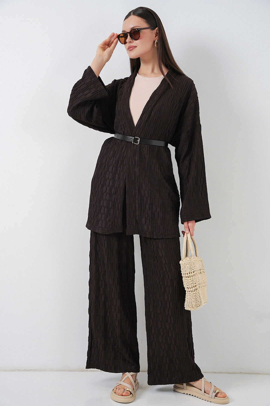 Bigdart Ensemble de pantalon kimono pour femmes 30078 - Marron