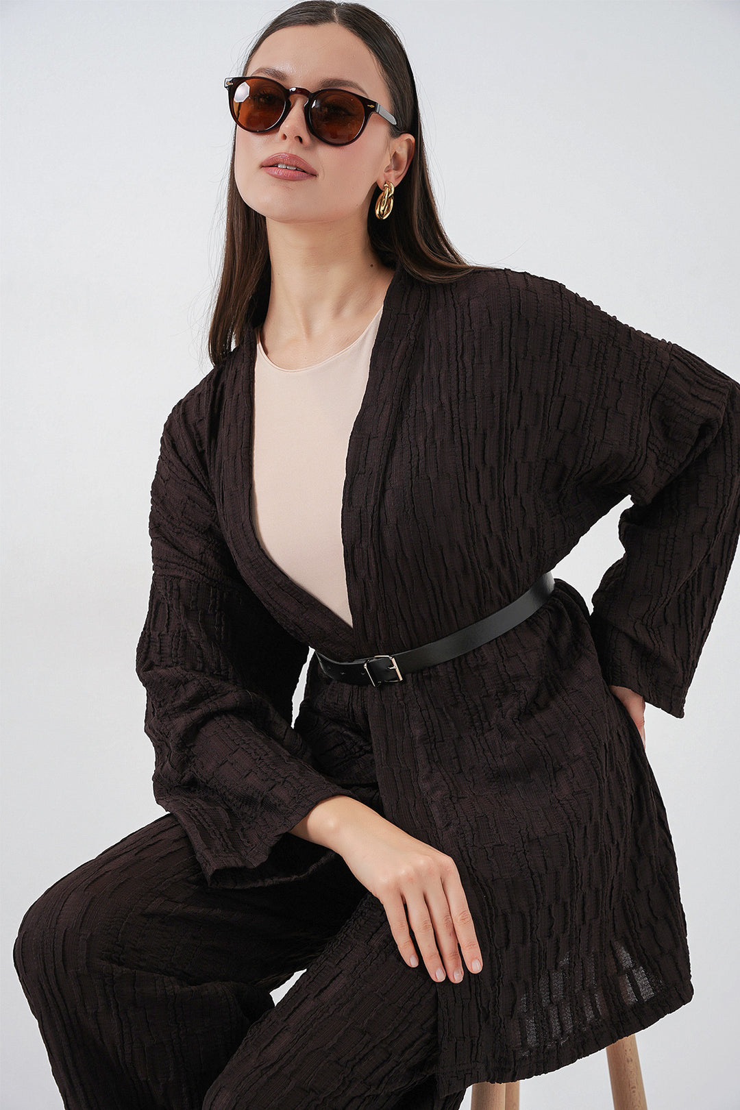 Bigdart Ensemble de pantalon kimono pour femmes 30078 - Marron