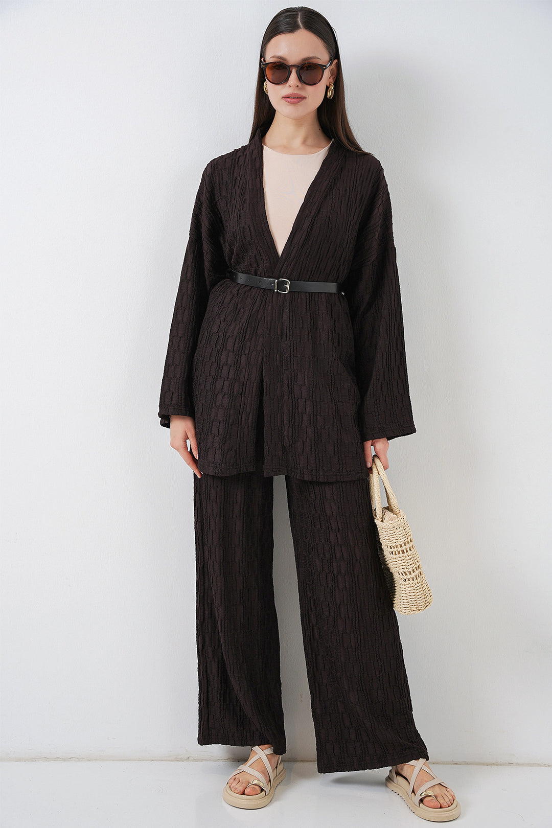 Bigdart Ensemble de pantalon kimono pour femmes 30078 - Marron