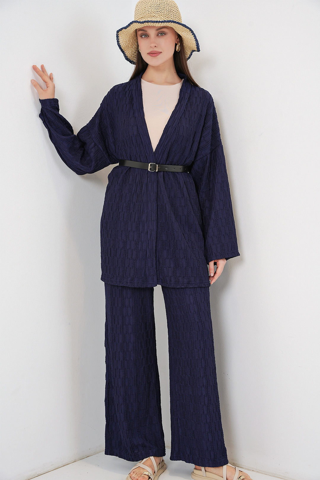 Bigdart Ensemble de pantalon kimono pour femmes 30078 - Bleu marine
