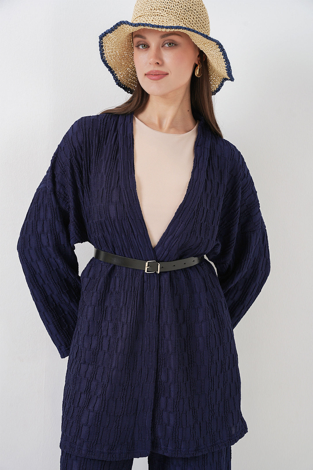 Bigdart Ensemble de pantalon kimono pour femmes 30078 - Bleu marine