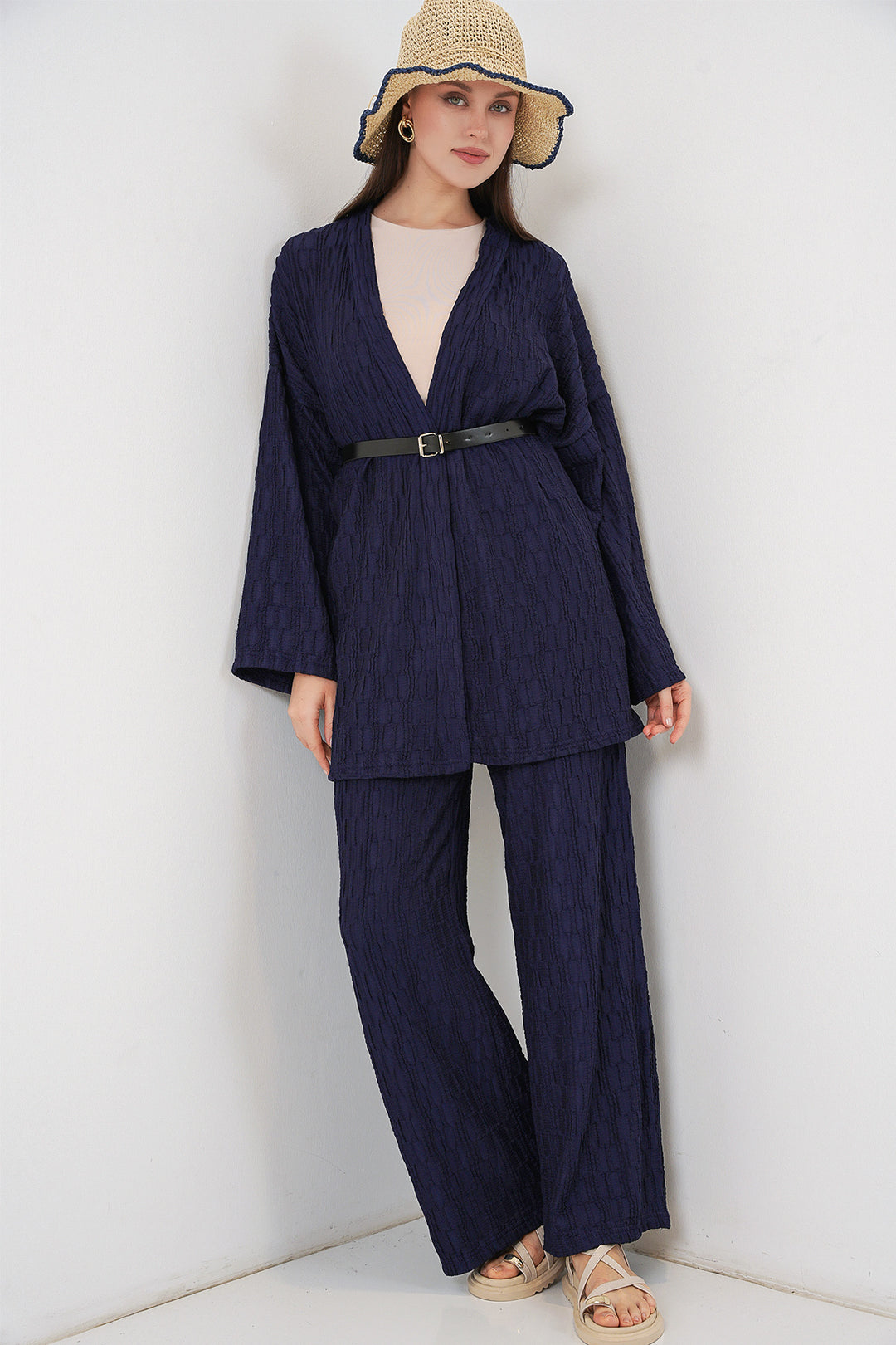 Bigdart Ensemble de pantalon kimono pour femmes 30078 - Bleu marine