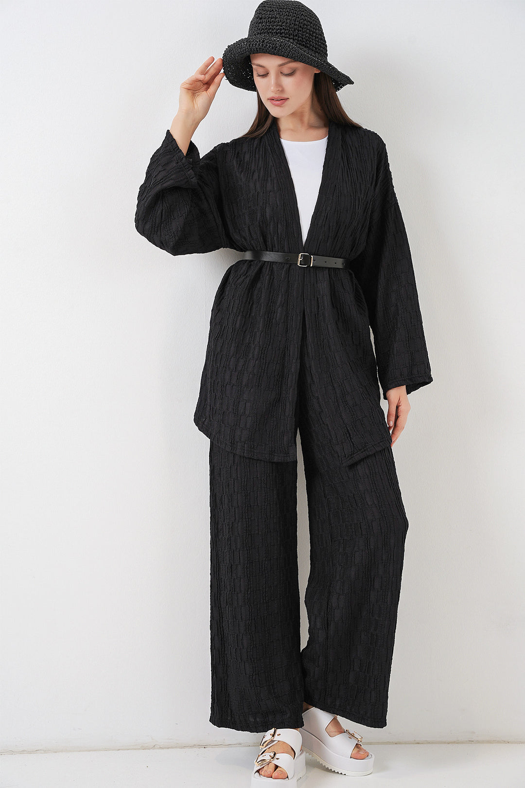 Bigdart Ensemble de pantalon kimono pour femmes 30078 - Noir
