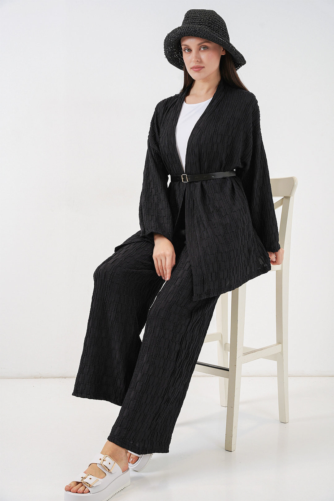 Bigdart Ensemble de pantalon kimono pour femmes 30078 - Noir