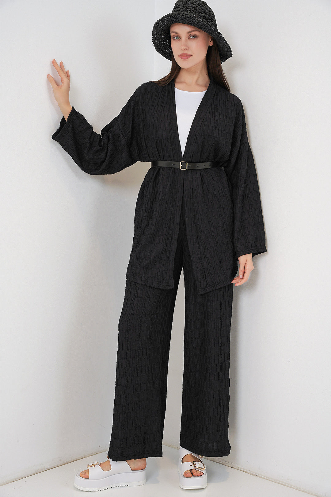 Bigdart Ensemble de pantalon kimono pour femmes 30078 - Noir