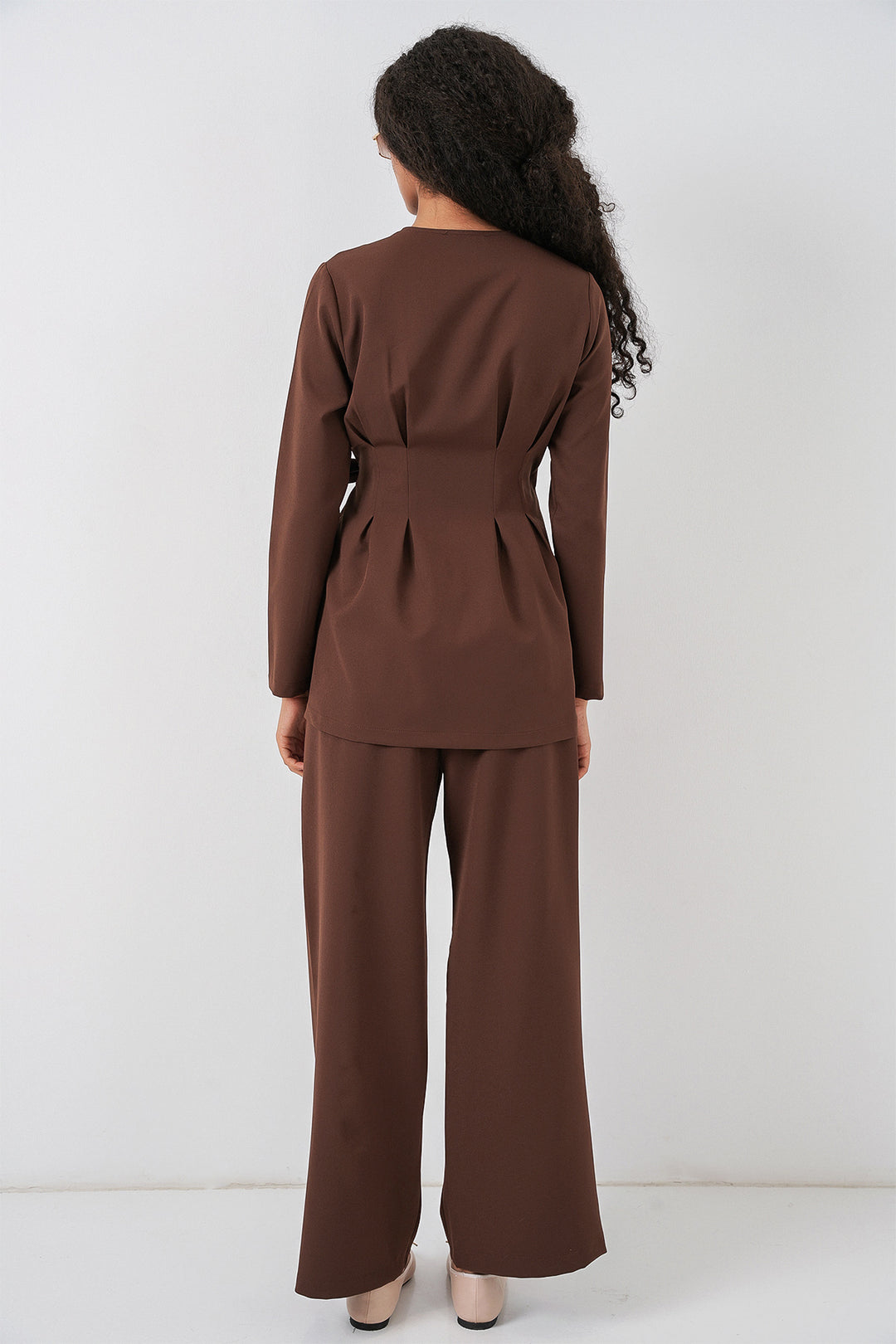 Bigdart Ensemble Pantalon en Tissu Kimono Femme 30054 - Marron