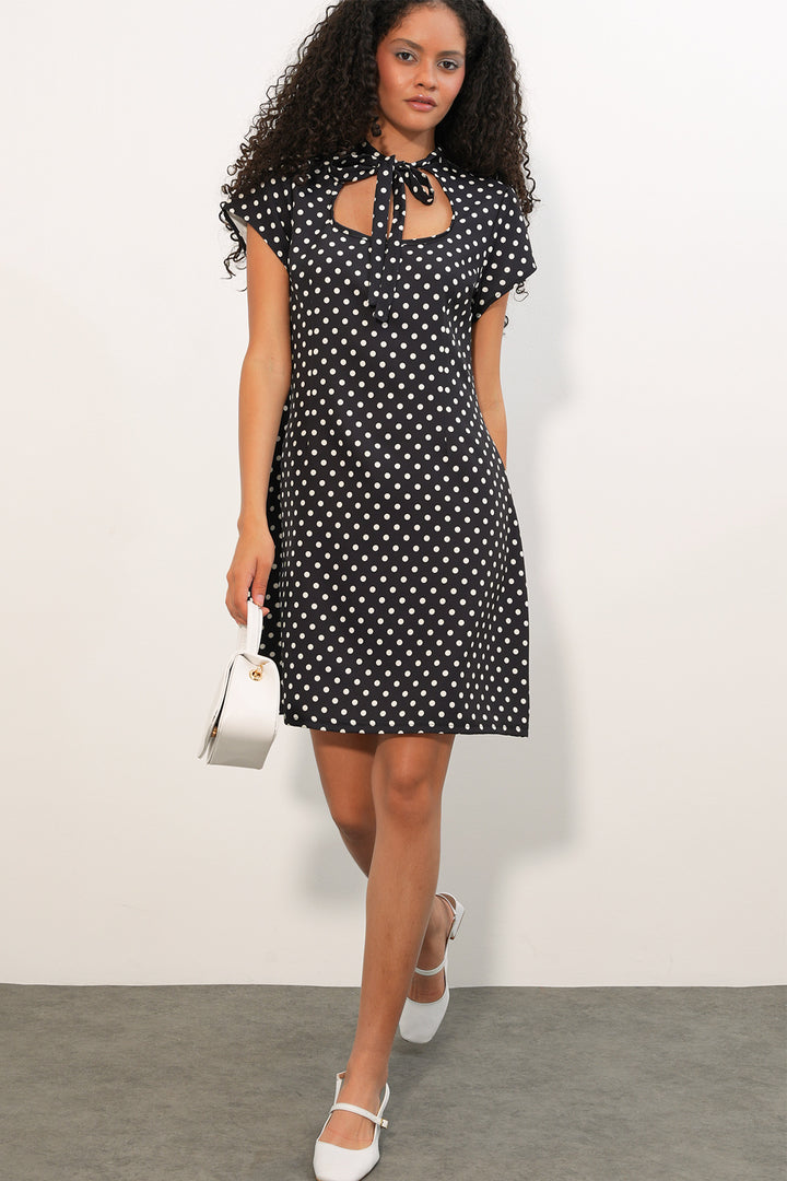 Bigdart Robe à pois avec un petit nœud pour femmes 2605 - Noir