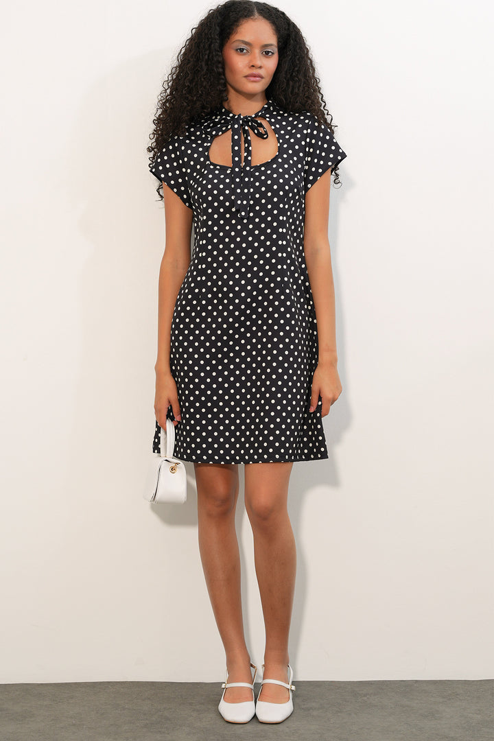 Bigdart Robe à pois avec un petit nœud pour femmes 2605 - Noir