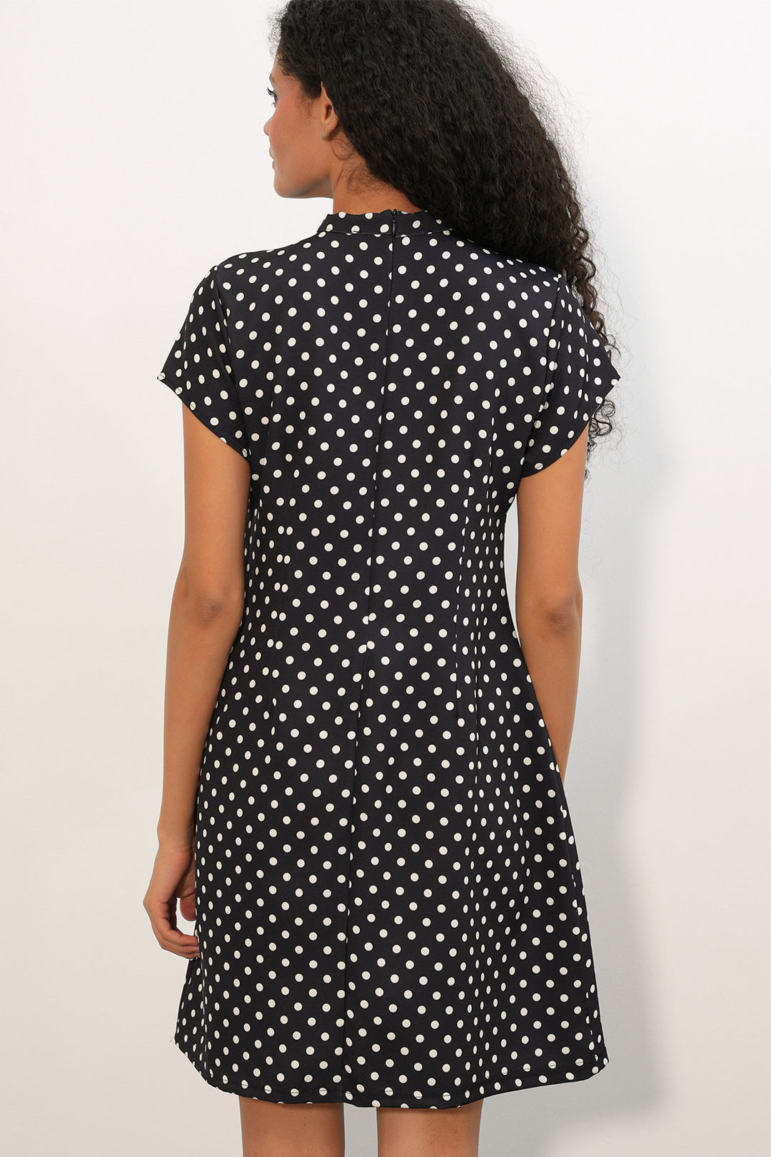 Bigdart Robe courte à pois avec nœud femme 2605 - Noir