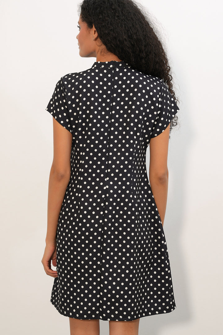 Bigdart Robe courte à pois avec nœud femme 2605 - Noir