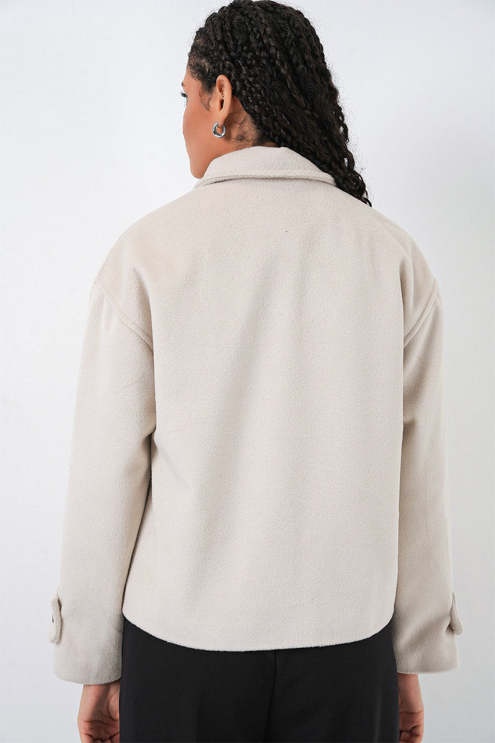 Bigdart Veste courte en laine pour femme 0724 - Écru