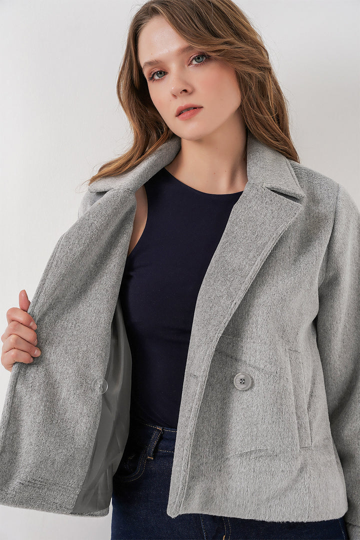 Bigdart Veste en laine courte pour femme 0725 - Gris clair