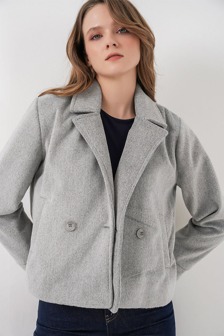 Bigdart Veste en laine courte pour femme 0725 - Gris clair