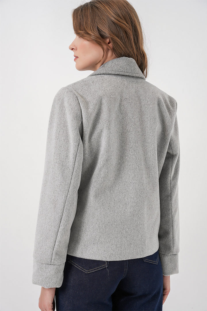 Bigdart Veste en laine courte pour femme 0725 - Gris clair