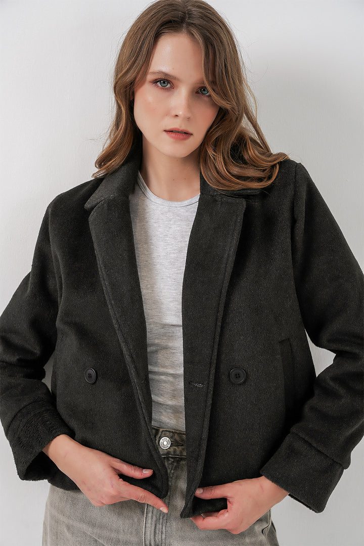 Bigdart Veste en laine courte pour femme 0725 - Anthracite